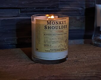 Custom Premium Apricot Soy Candles in Repurposed Liquor Bottles