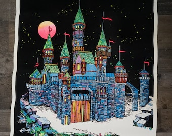 Magic Castle Velvet Flocked Blacklight Poster/ Vintage Magic