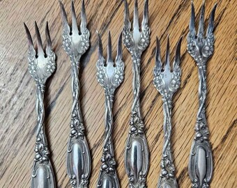 Vintage International Sterling Silver Cocktail (Seafood) Forks, Frontenac Pattern