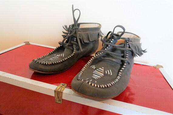 grey moccasin boots