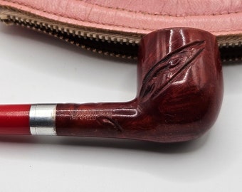 Vintage Lady's Wally Frank Pipe and Weathered Pink Nimbus Tobacco Pouch