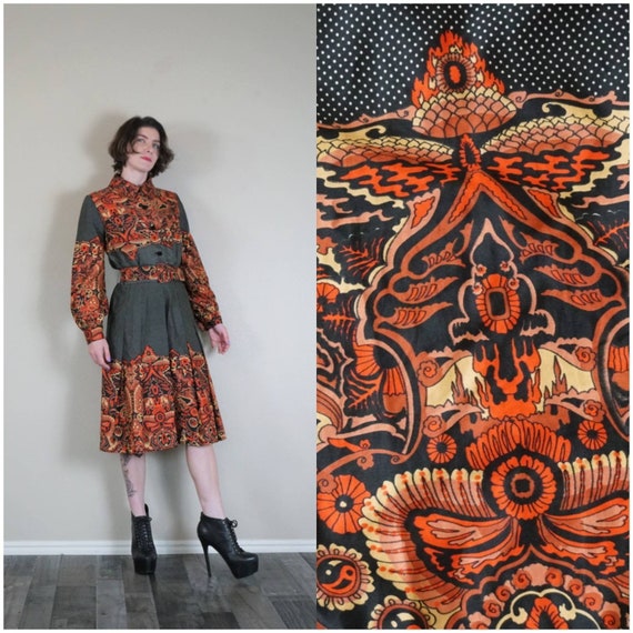 Sidney Lynn Psychedelic Print Silky Shirt Dress/ V
