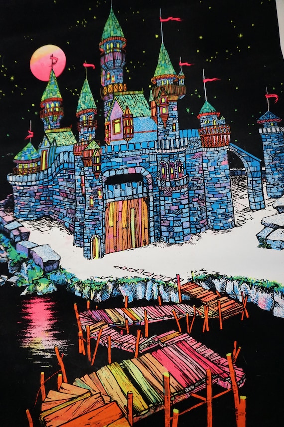 70'sヴィンテージ ブラックライトポスター MAGIC CASTLE #125 Magic Castle Velvet Flocked Blacklight Poster/ Vintage Magic