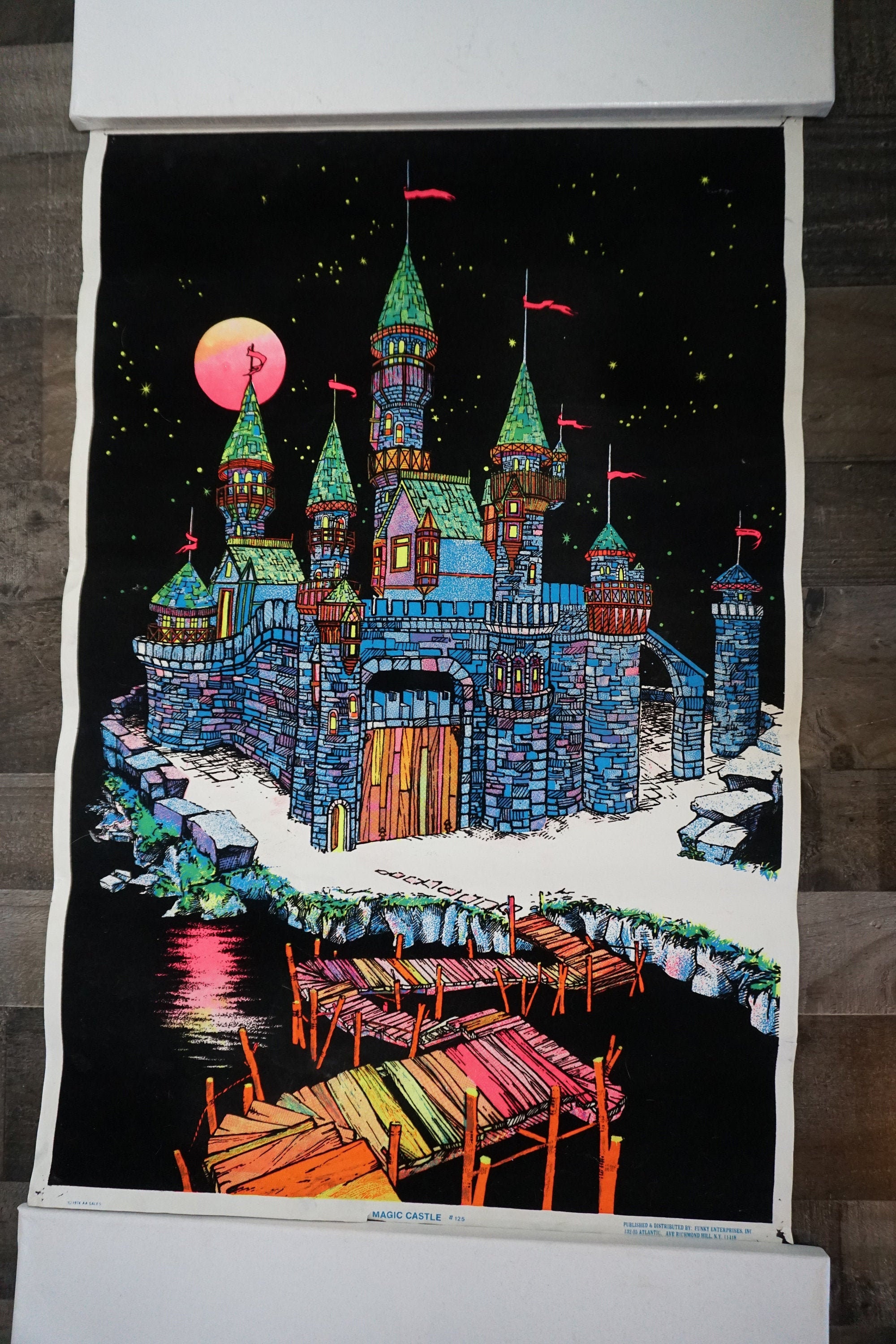 Magic Castle Velvet Flocked Blacklight Poster/ Vintage Magic