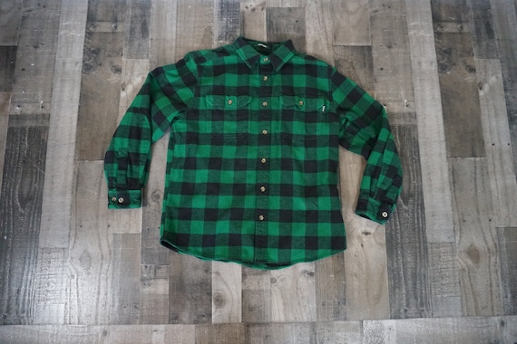 Woolrich Green & Black Plaid Flannel Shirt/ Holida