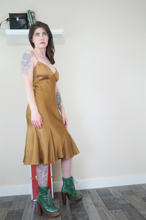 Nicole Miller Gold Silk Tank Top Dress/ Champagne