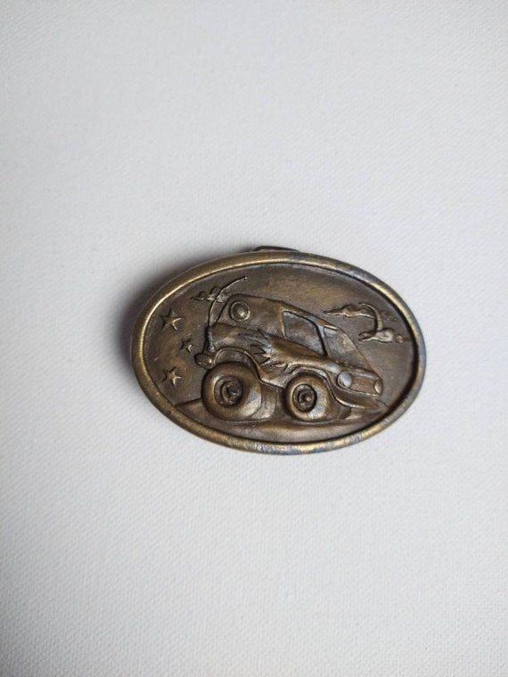 Vintage Brass Dune Buggy Belt Buckle/ Indiana Metal Craft Belt Buckle/ 1970s Brass Belt Buckle View 5