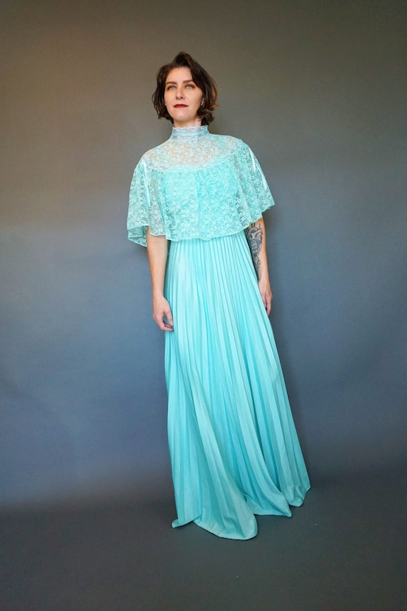 Teal Empire Prom Dress
