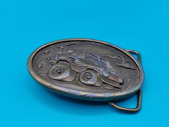 Vintage Brass Dune Buggy Belt Buckle/ Indiana Metal Craft Belt Buckle/ 1970s Brass Belt Buckle View 2