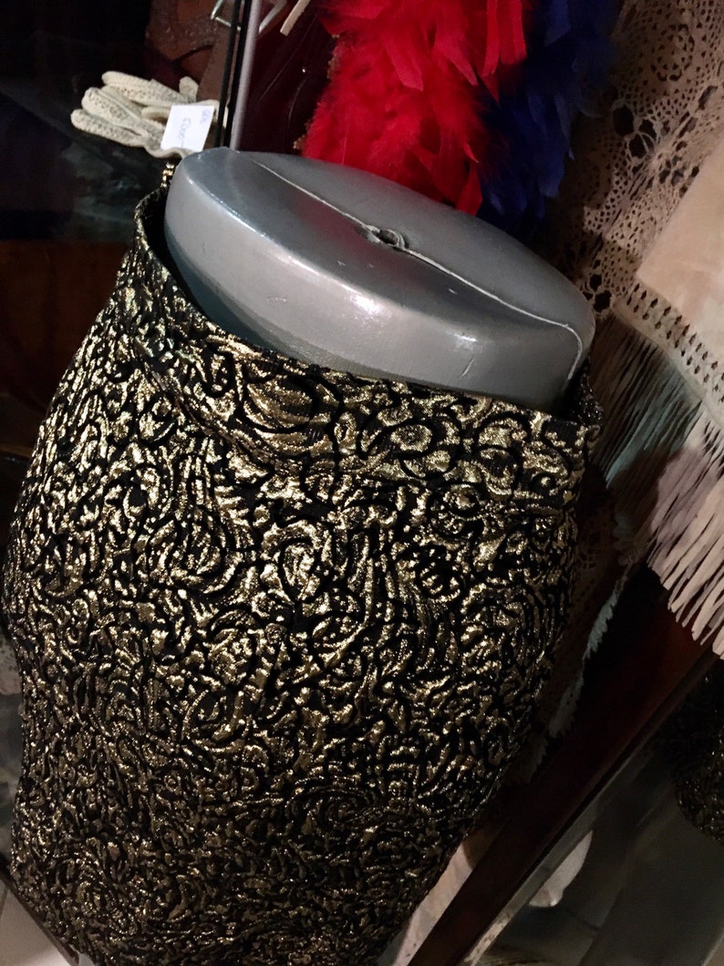 Size S 1990s convex gold pattern party mini skirt gold evening mini skirt Code:3022