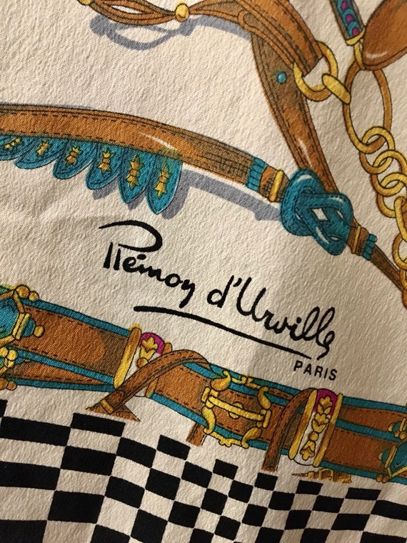 Vintage Remoy d’Urville big silk scarf, rider silk