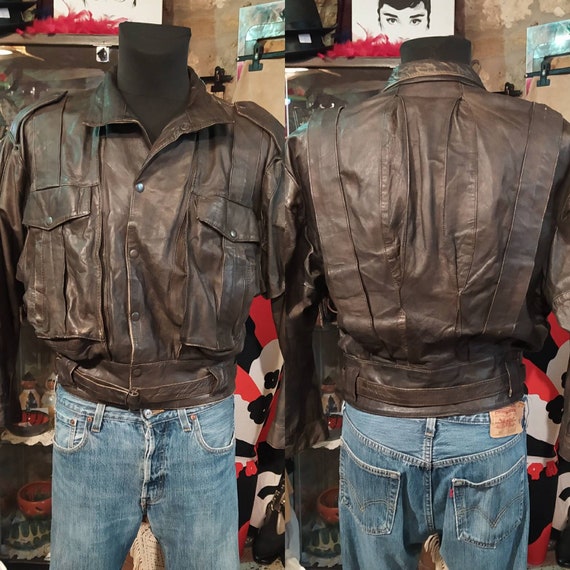 1990s Avanti Brown Warm Leather Jacket. Loose Jacket. Aviator