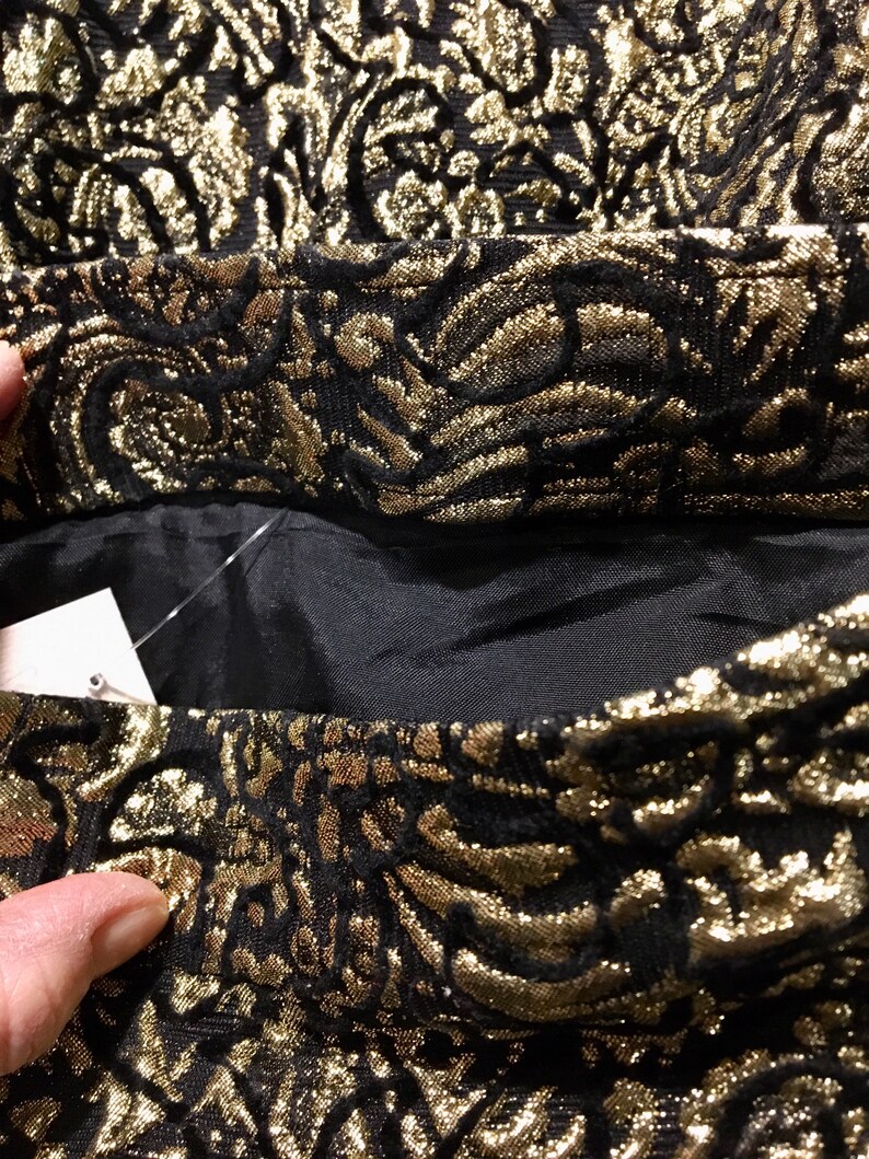 Size S 1990s convex gold pattern party mini skirt gold evening mini skirt Code:3022