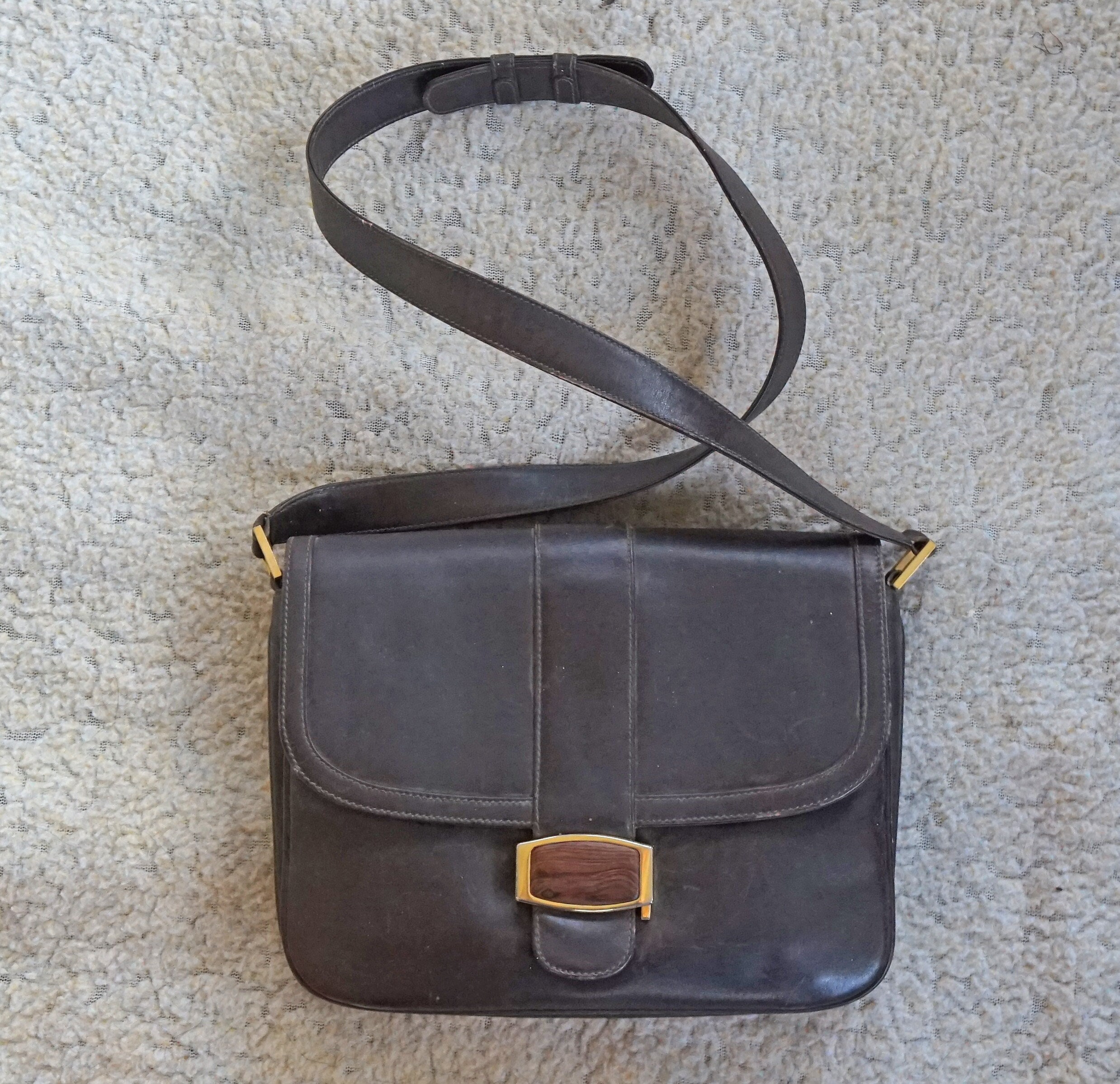 Vintage MARK CROSS Brown Pebble Leather Crossbody Bag