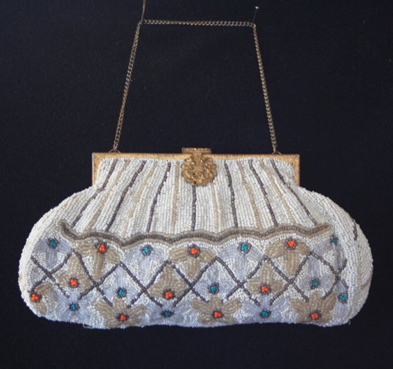 Art deco beaded purse tiny seed beads - image 1