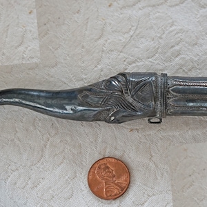 Rare antique metal tobacco pipe mouthpiece enameled and  etched India Raj Period
