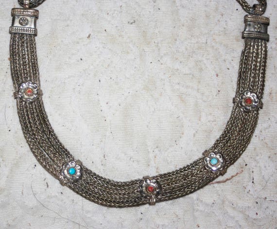 Vintage Tibetan silver braided necklace - image 3