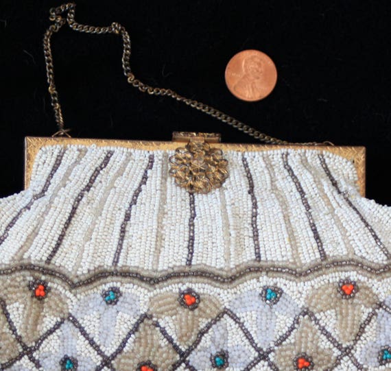 Art deco beaded purse tiny seed beads - image 5