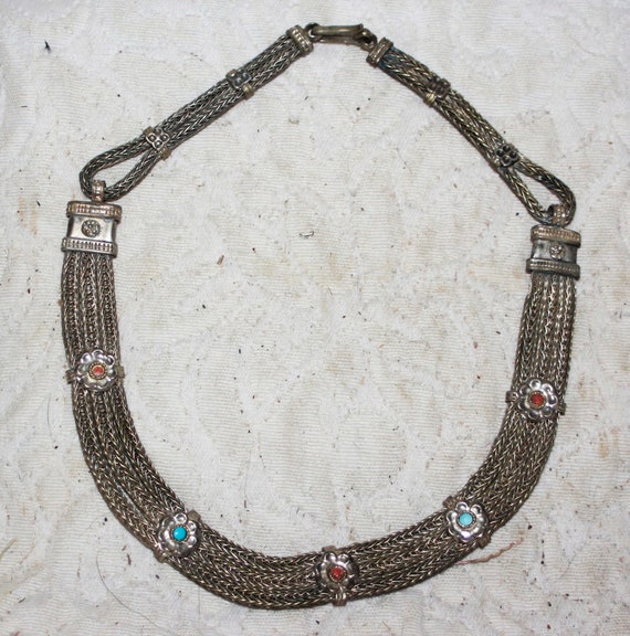 Vintage Tibetan silver braided necklace - image 1