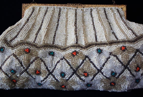 Art deco beaded purse tiny seed beads - image 2