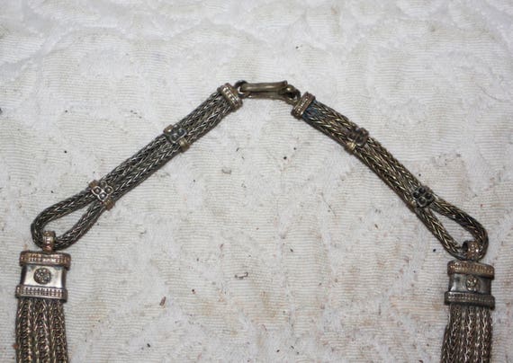 Vintage Tibetan silver braided necklace - image 2