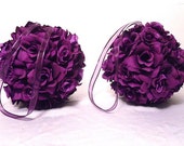 2 Purple Pomander Kissing Balls, Flower Girl, Bridesmaid Wedding Bouquet, Wedding Decorations, Pew Decorations, Brides Bouquet