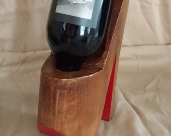Hand-cut Wood Stiletto Wine Bottle Holder