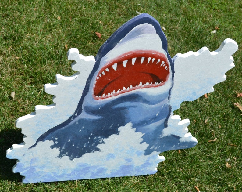 Halloween shark lawn stake decoration yard art | Etsy