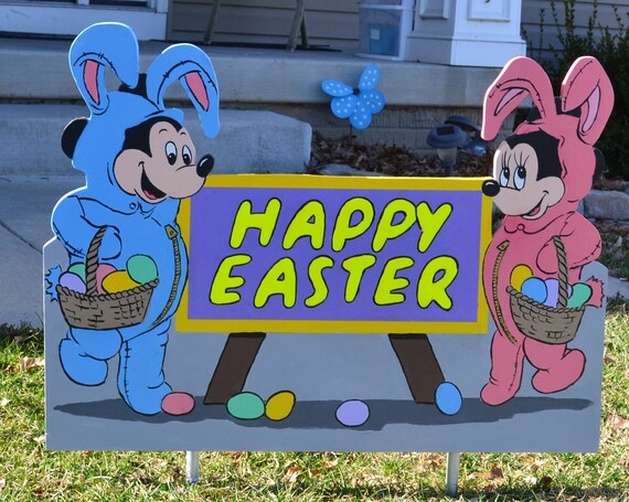 Mickey Mouse Minnie Mouse Lawn Easter Stake Yard Decoration Etsy
