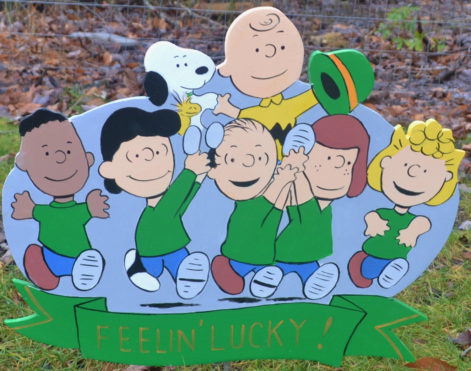 Peanuts gang on Saint Patrick's Day lawn stake or wall Etsy