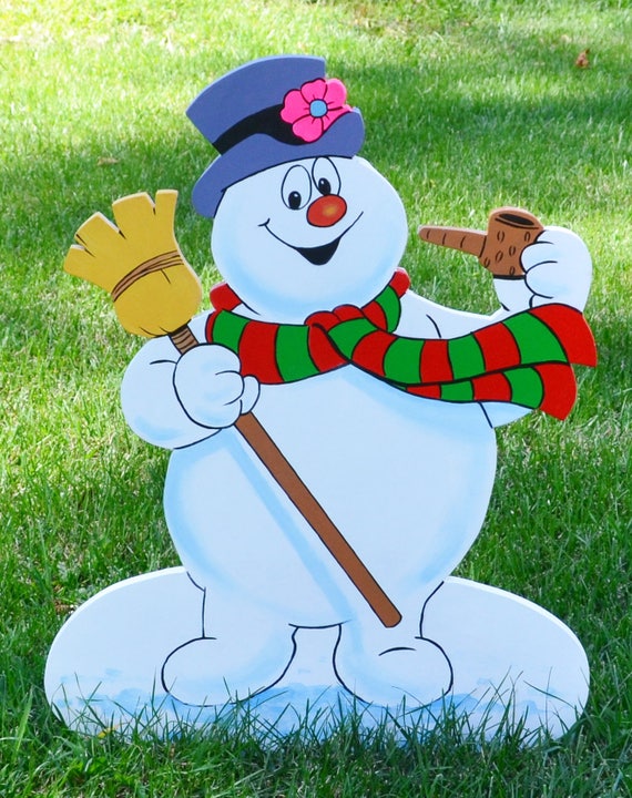 Frosty The Snowman With Pipe Christmas Decorations Lawn Stake Etsy