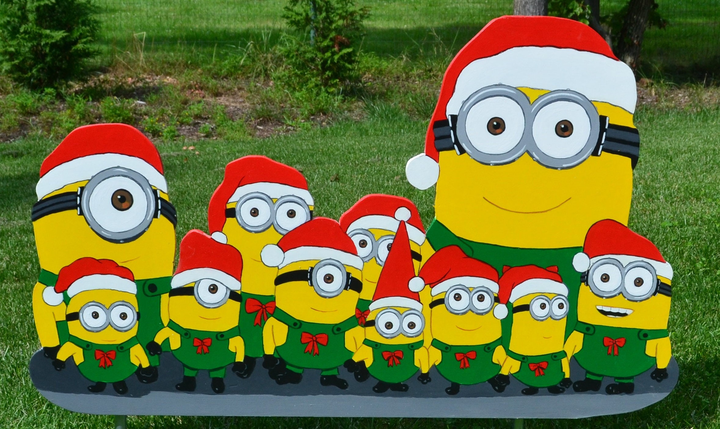 Minion Family at Christma in Santa Clause outfits lawn stake Etsy