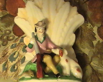 Spill Vase With Hunter, Rabbit, and Dog - German 19th. Century