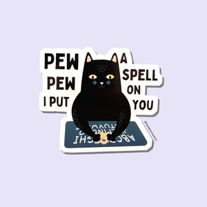 Spooky Cat Sticker | Evil Kitty Sticker/ Magnet | Magic Spell Cat | Cat Lover Gift | Witchy Cat | Funny Cat Sticker | Bumper Sticker