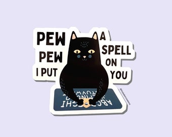 Spooky Cat Sticker | Evil Kitty Sticker/ Magnet | Magic Spell Cat | Cat Lover Gift | Witchy Cat | Funny Cat Sticker | Bumper Sticker