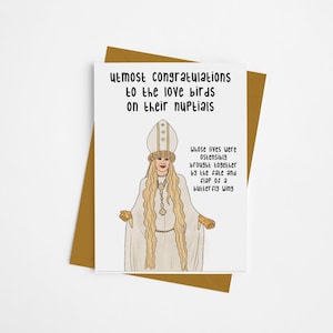 Moira Wedding Card | Schitty Congratulations Greeting Card | Wedding Shower | Bride - Groom - Friend - Funny Pope Episode | Unique Card