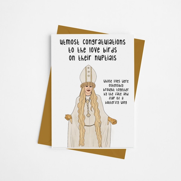 Moira Wedding Card | Schitty Congratulations Greeting Card | Wedding Shower | Bride - Groom - Friend - Funny Pope Episode | Unique Card