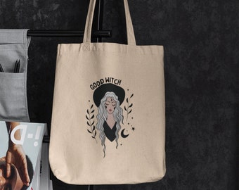Witchy Canvas Tote Bag | Reusable Bag| Canvas Book Bag | Good Witch | Magic | Spiritual | Herbalist | Halloween Bag | Fall Aesthetic