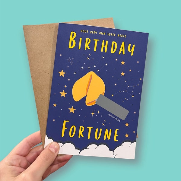 Scratch off Fortune Cookie Birthday Card | Custom Message Card | Reveal Secret Message | Unique Card | Personalized | Birthday Fortune