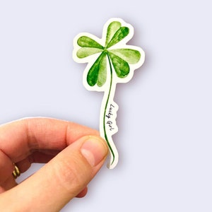 Cute Lucky Girl Clover Sticker | Minimalist Good Luck Sticker | Water bottle, Laptop | Dainty Sticker | Good Luck Charm | Manifest Happiness