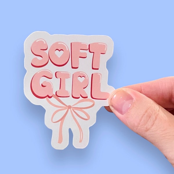 Soft Girl Bow Vinyl Sticker / Magnet | Trending Aesthetic | Soft Feminine | Bubble Letter | Cute Gift | Valentine Sticker | Cute Bow | Girly