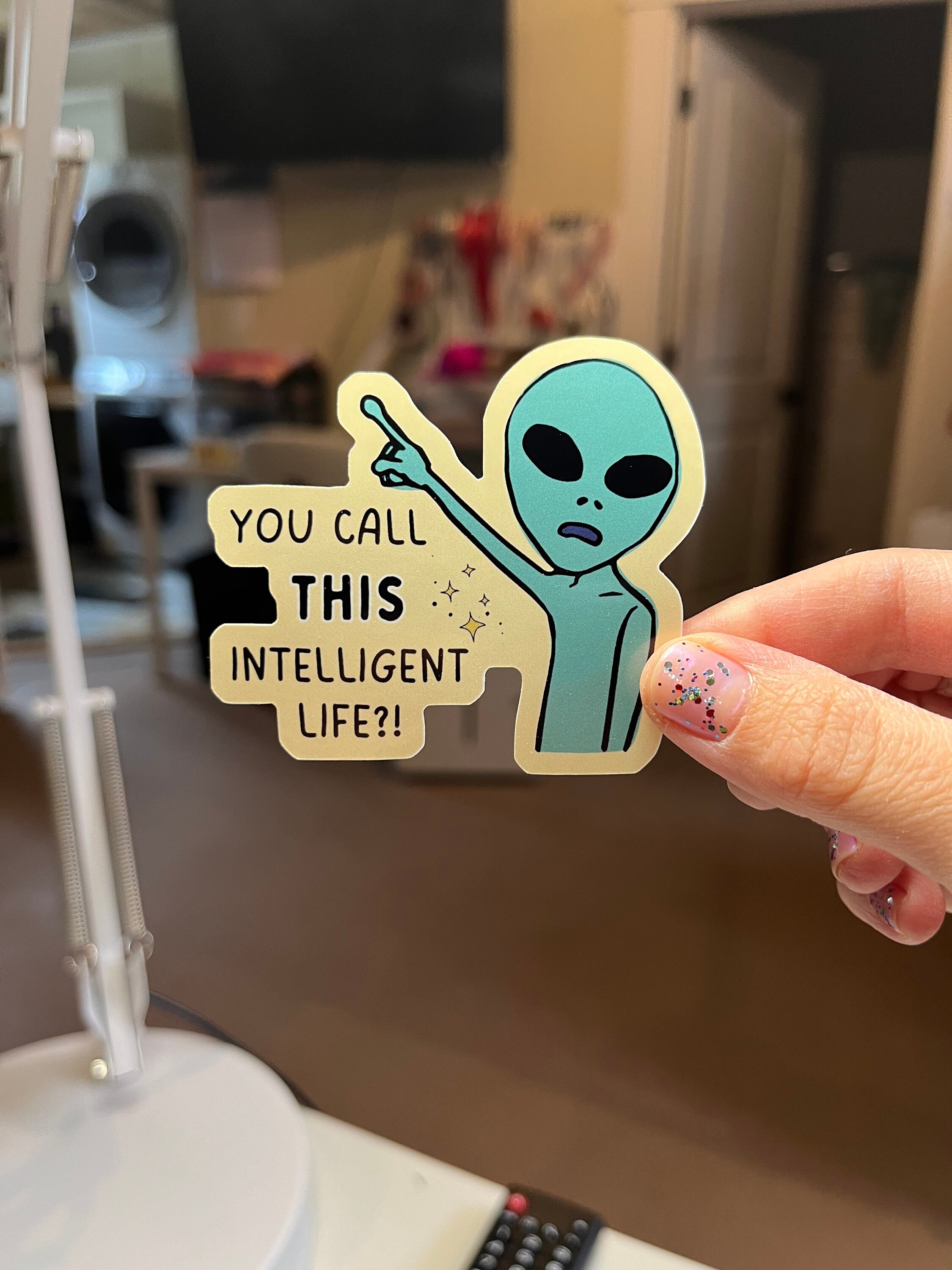 Alient Intelligent Life Vinyl Sticker L Water Bottle Sticker | Funny ...