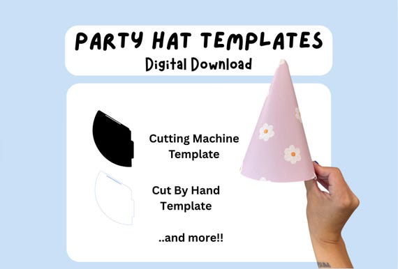 Birthday Party Hat Digital Download Template | For Cricut or Hand Cut | Make Your Own Birthday Party Hat | Kids Birthday Activity