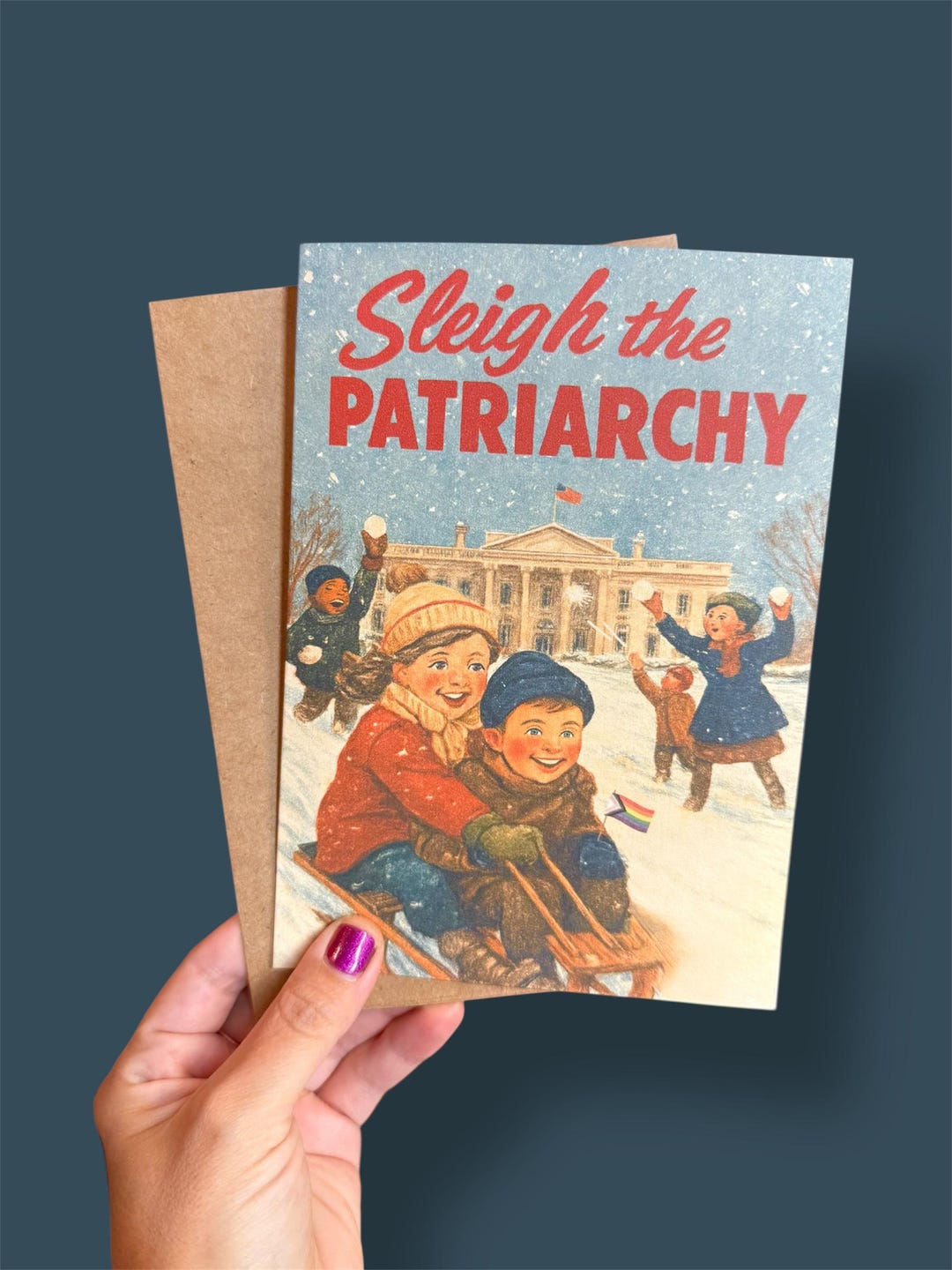 Sleigh the Patriarchy Holiday Greeting Card | Vintage Inspired ...