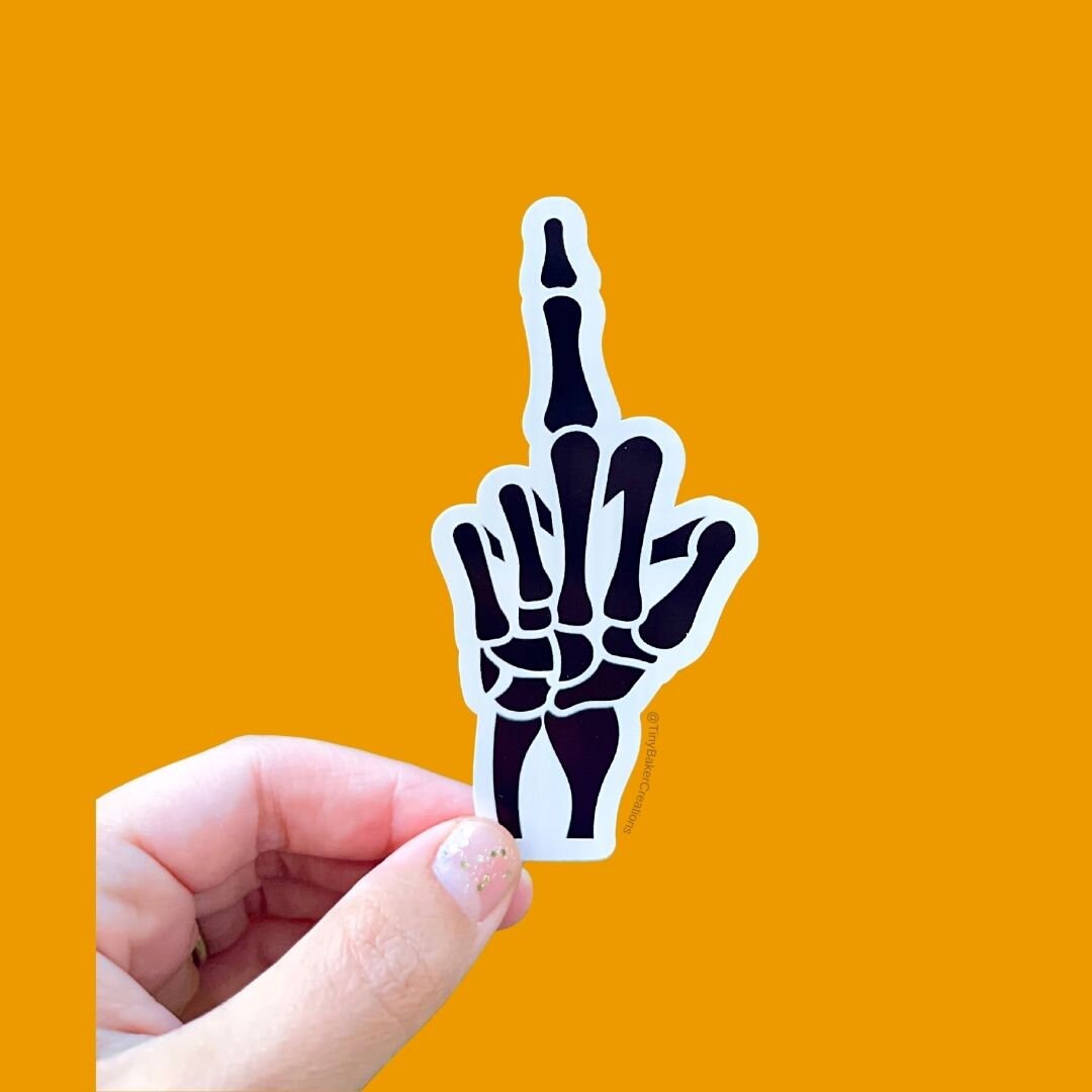 Skeleton Middle Finger Sticker Skeleton Middle Finger Sticker | Fall Aesthetic Sticker | Halloween ...