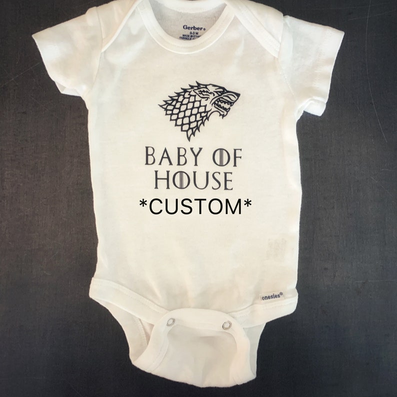 Game of Thrones Baby Onesie Last Name Personalized Trendy Baby Shower and Birthday Gift