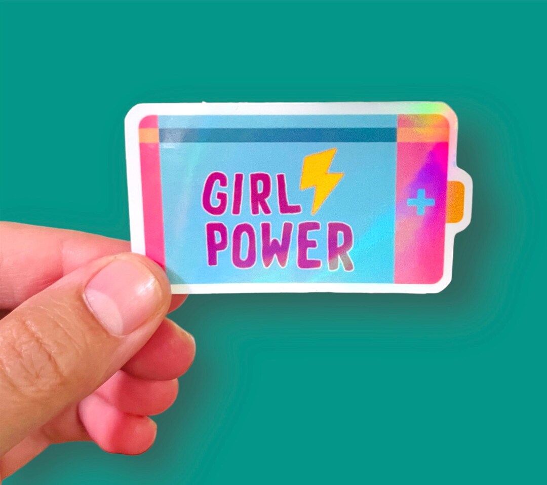 Girl Power Computer Sticker Holographic Girl Power Vinyl Sticker | Cute Battery Sticker | Women and ...