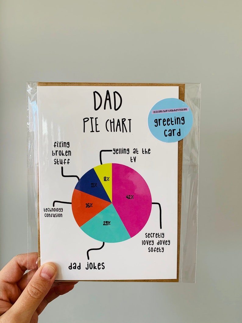Pie Chart Fathers Day Dad Birthday Card Funny Graph Etsy