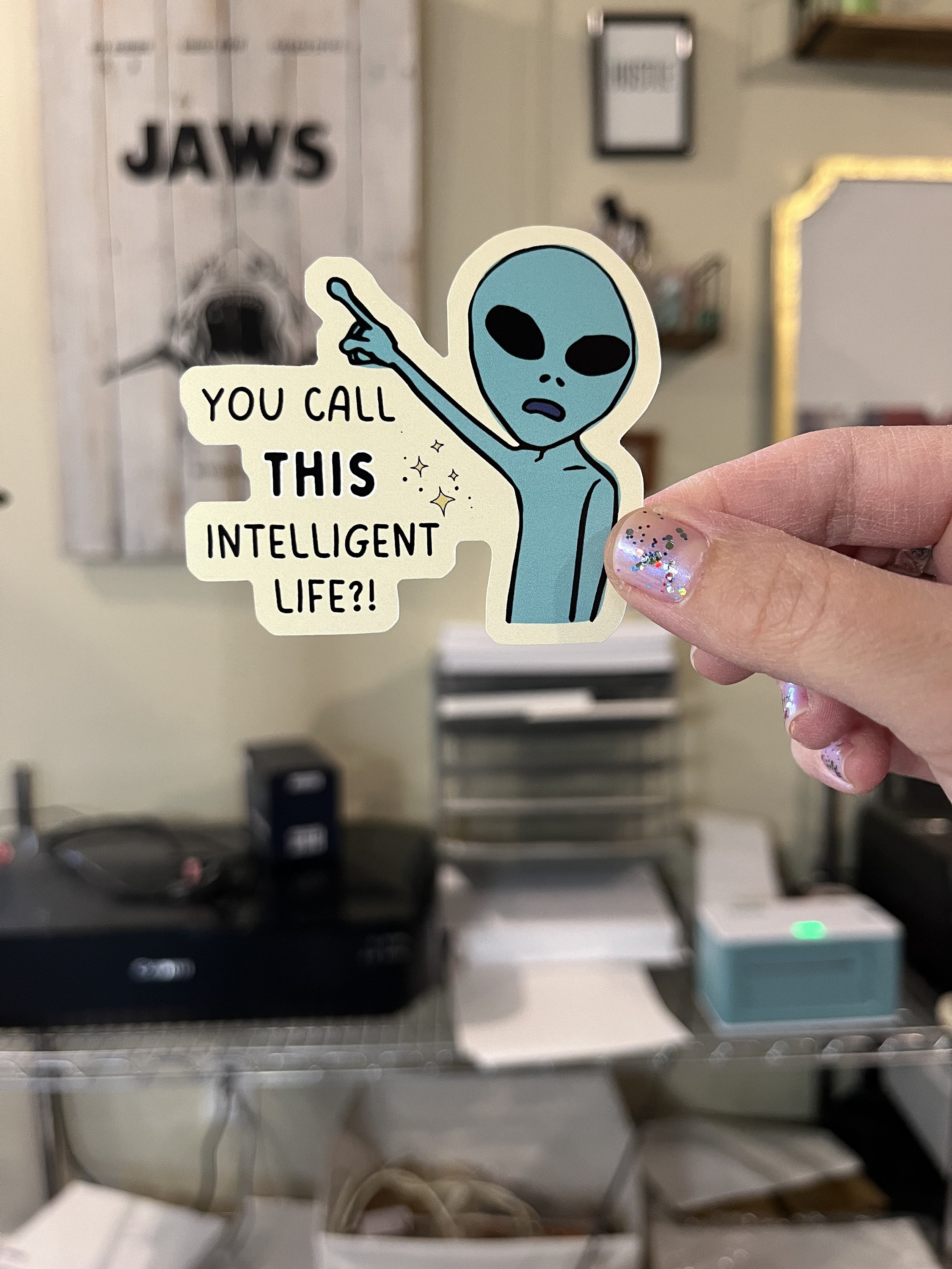 Alient Intelligent Life Vinyl Sticker L Water Bottle Sticker | Funny ...