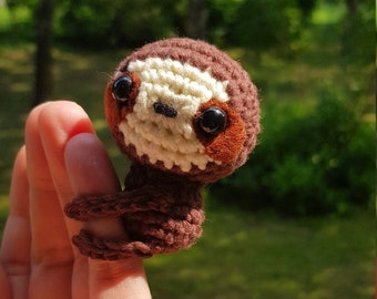 Tiny Sloth, Pocket Toy, Crochet Amigurumi Sloth, Lucky Sloth, Holidays Toy, Mini Gift, Brown Folivora, Nature Animal, Knitted Toy